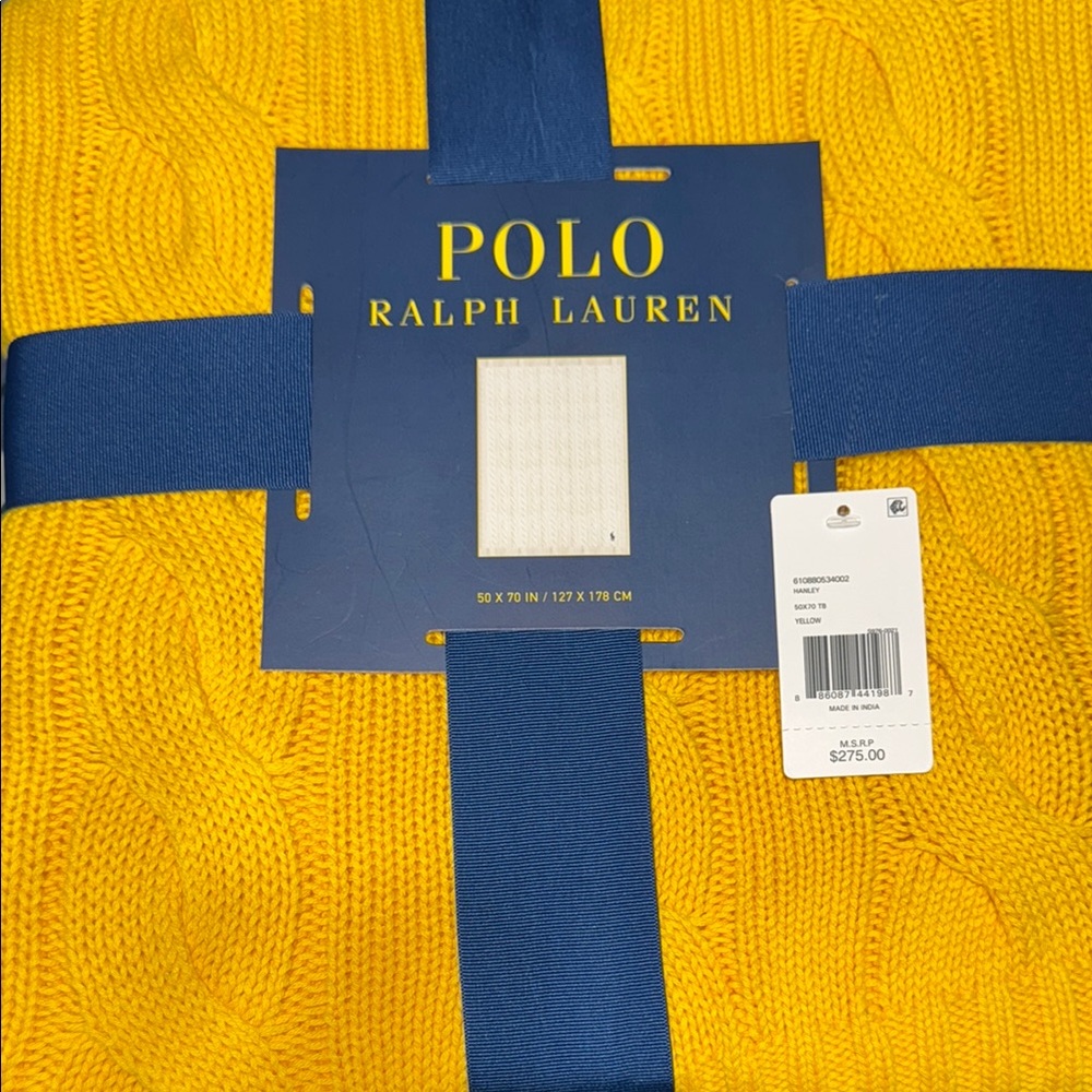 Polo Ralph Lauren Yellow Cable Knit Blanket
